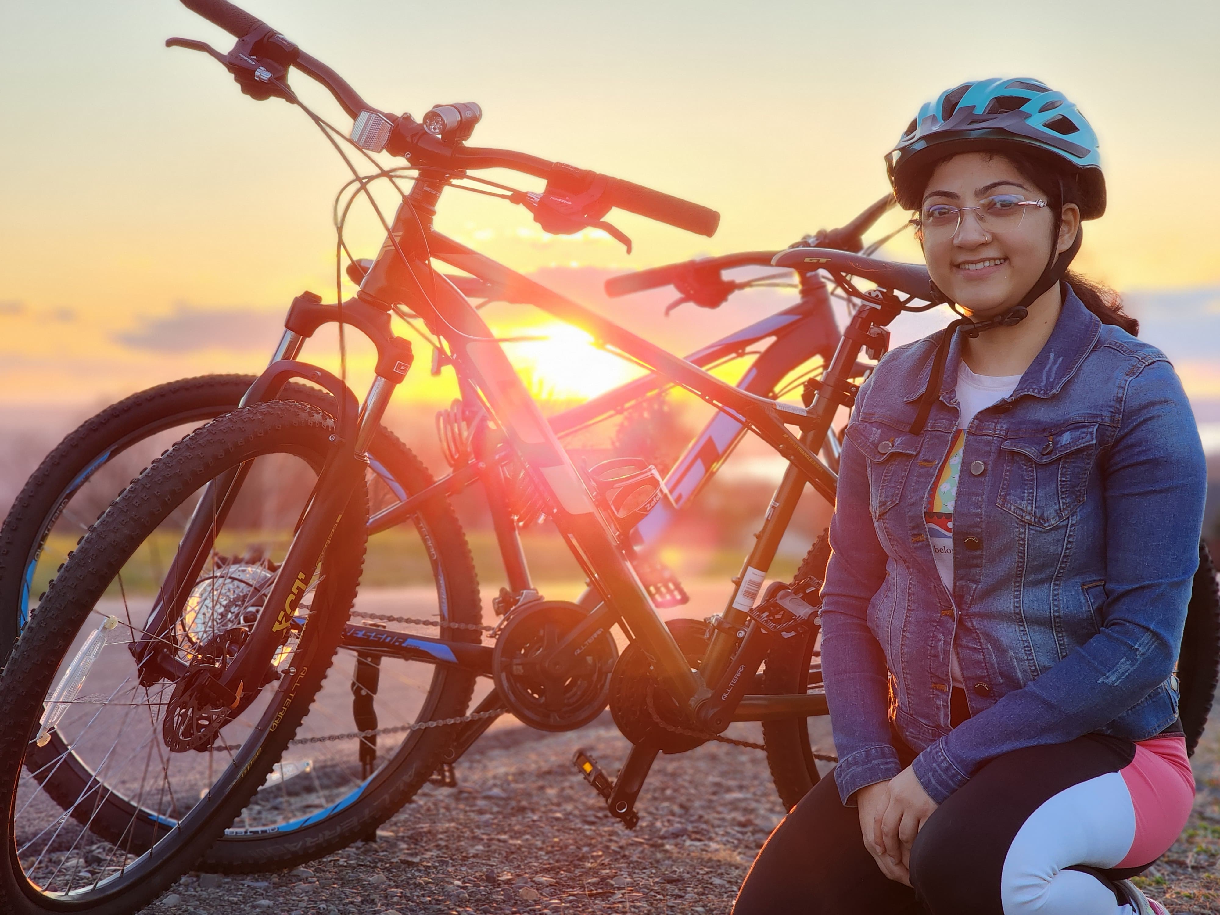 Biking on a trail
